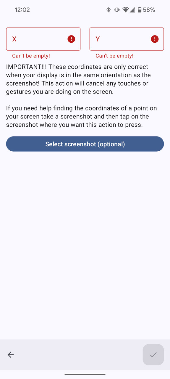 プレビュー表示中のスクリーンショット撮影後、「Select screenshot」をタップ