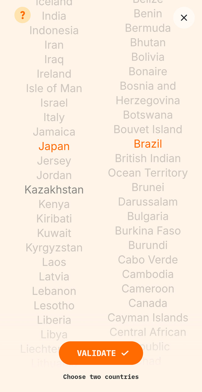 任意の2つの国・地域を選ぶ