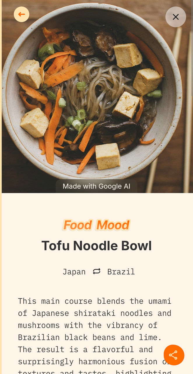 少し待つと2つの国の食材を組み合わせた全く新しいレシピが考案される