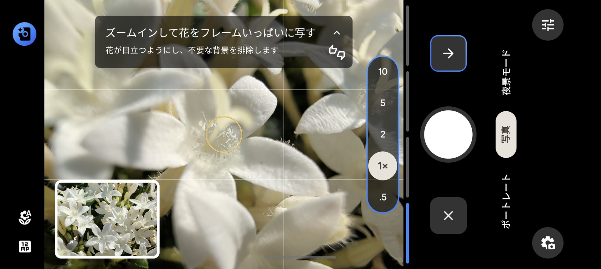 カメラコーチを使って、写真の構図などが実践で学べる