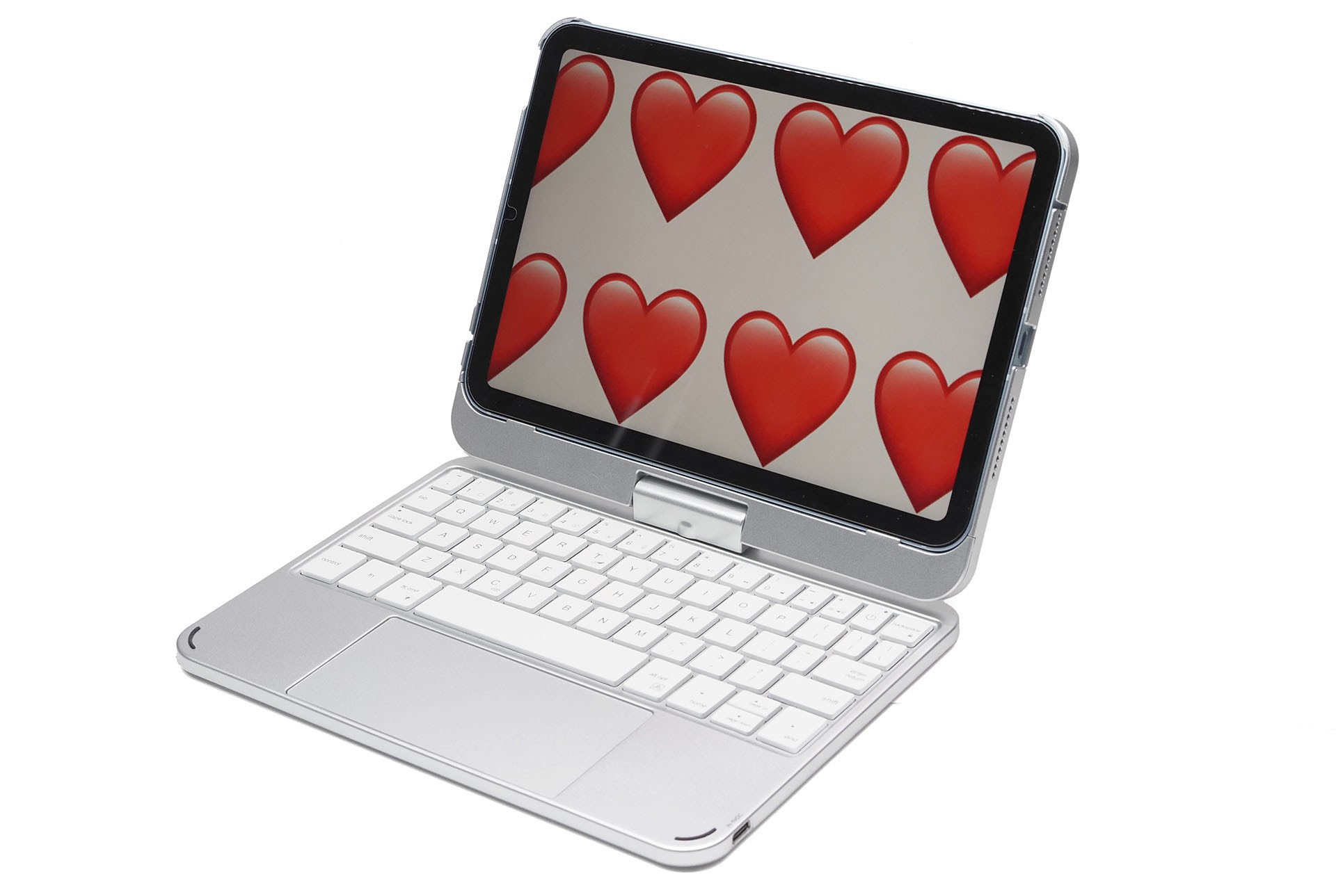 iPad miniに装着した様子。あらカワイイ♪　UMPCみたいになるのもイイ。