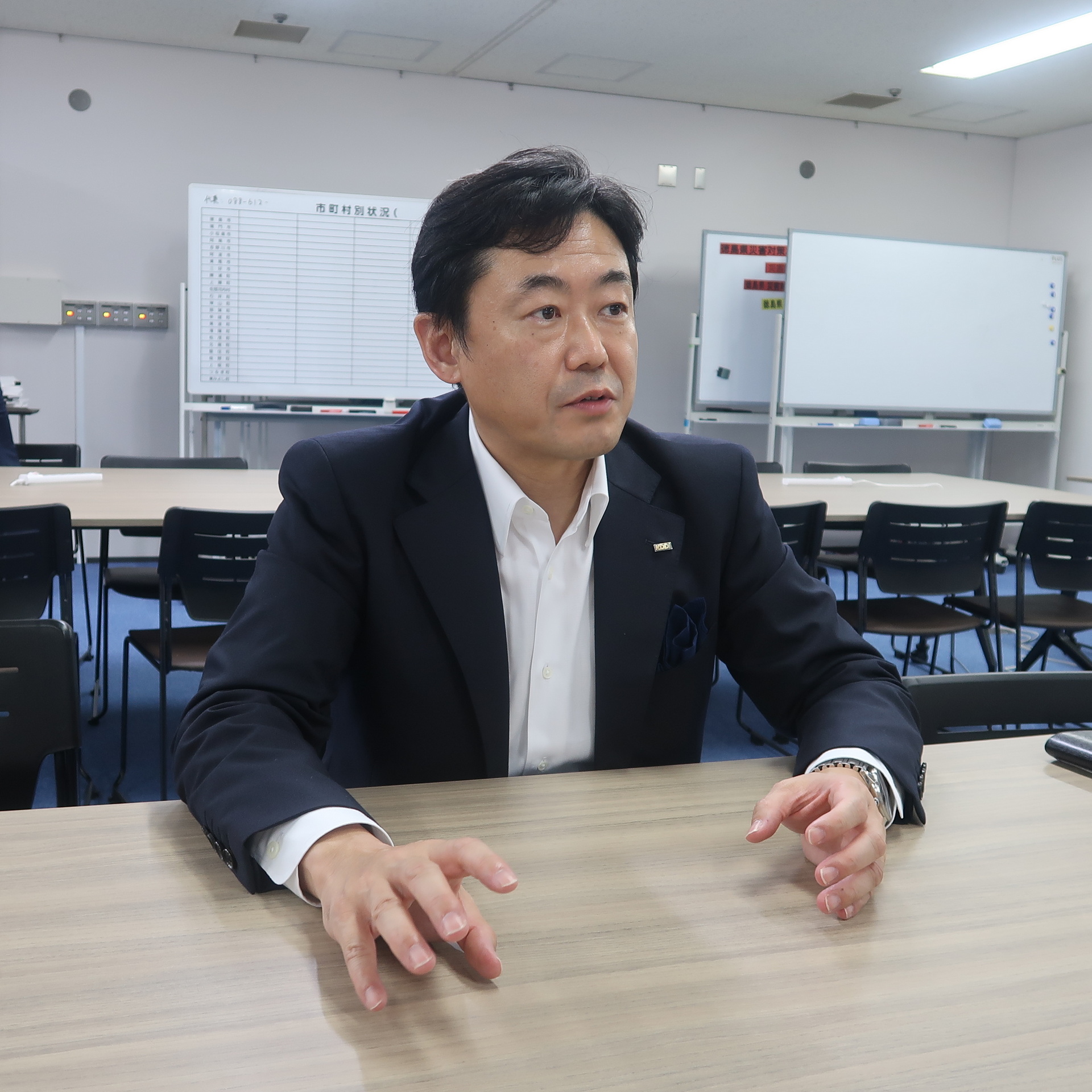 締結式の終了後、松田社長に個別に話をうかがうことができた。AIドローンとStarlinkをプラットフォーム化して、各自治体や企業などのニーズに応えられるようにしたいという
