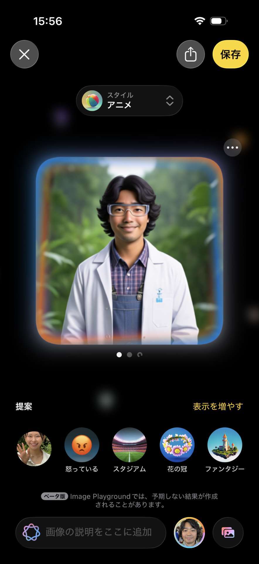 Image Playgroundで連続して画像を生成してみたが、iPhone 17 Proより画像の完成が遅かった。また、本体もiPhone 17 Proより熱を持ちやすい