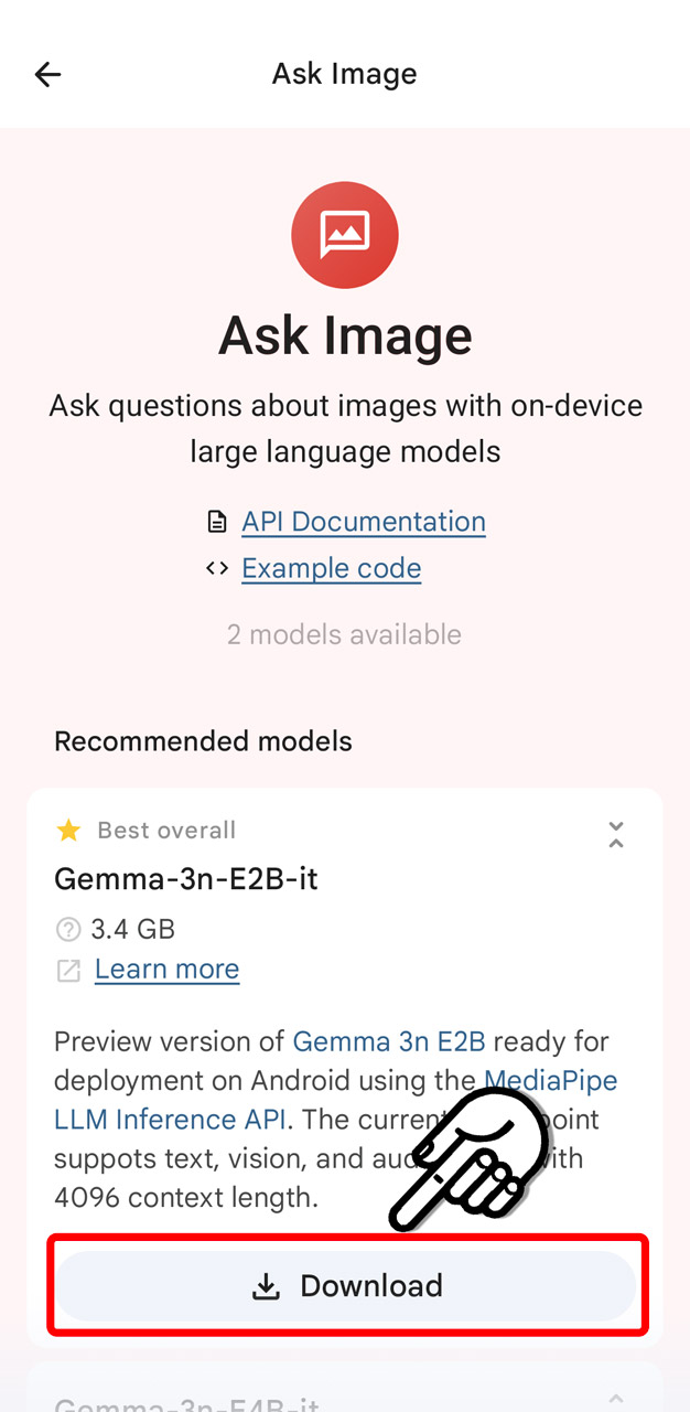 最初にAIモデルのダウンロードへ