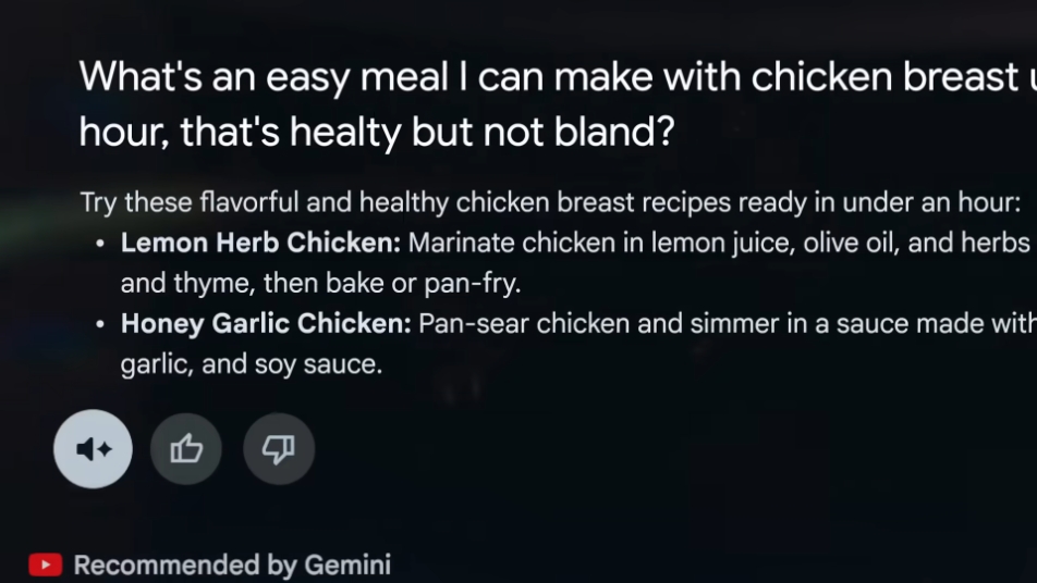 「鶏むね肉を使って1時間以内に作れる、ヘルシーで美味しい簡単な料理は？」と問いかけた場合