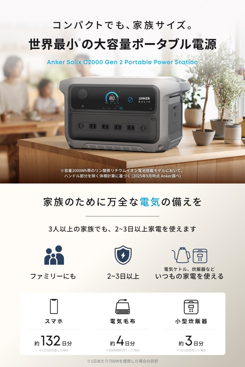 Anker、2048Whの小型ポータブル電源「Anker Solix C2000 Gen 2」と軽さ