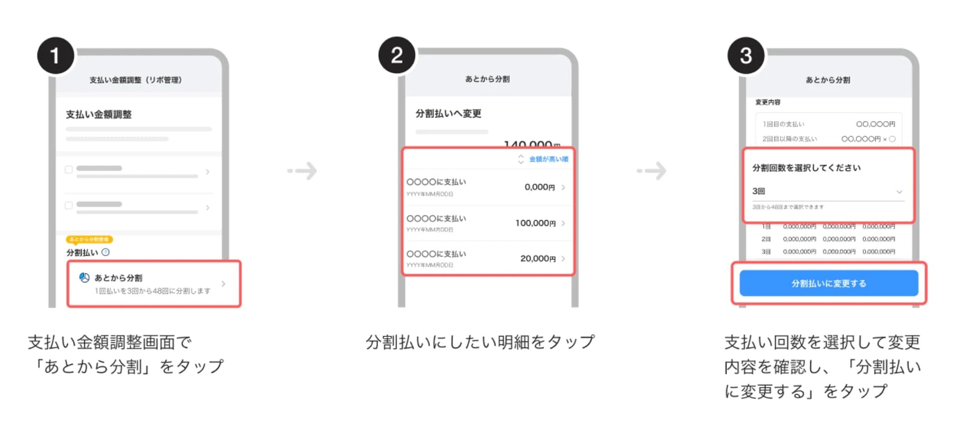 「あとから分割」への変更方法