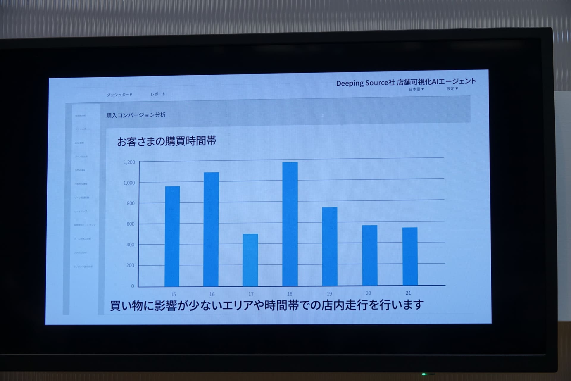 来店客が少ない時間帯を狙って自動で巡回する