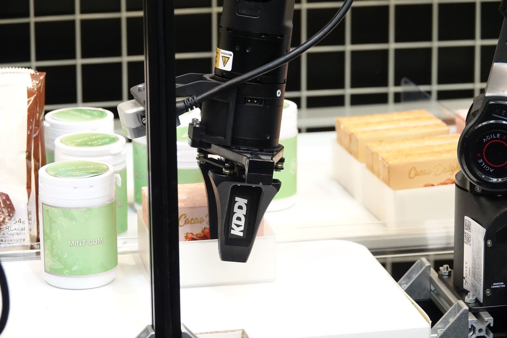 2本指のロボット、アーム先端にはカメラがついている