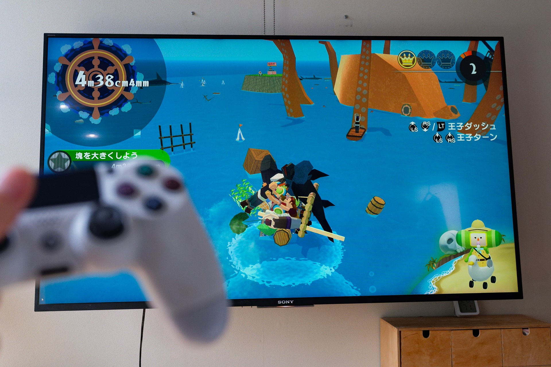 リビングのテレビとGoogle TV Streamerで塊魂