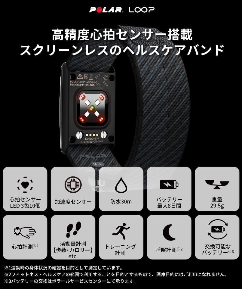 時計ナシ・画面ナシのヘルスケアバンド「POLAR Loop」、11月末から先行