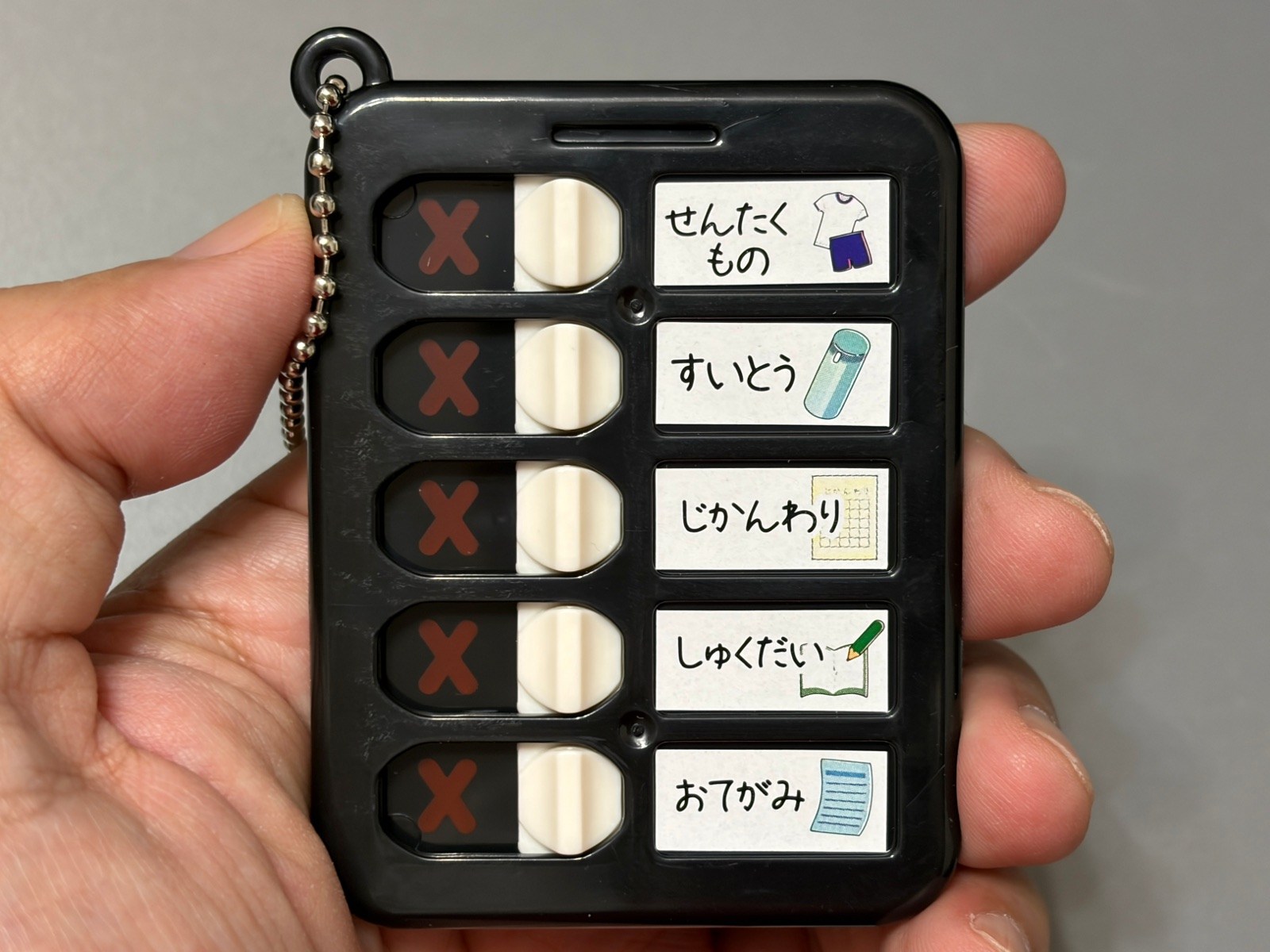 一日の始まりに当たって、まずはスライドスイッチをすべて「×」側に移動させる
