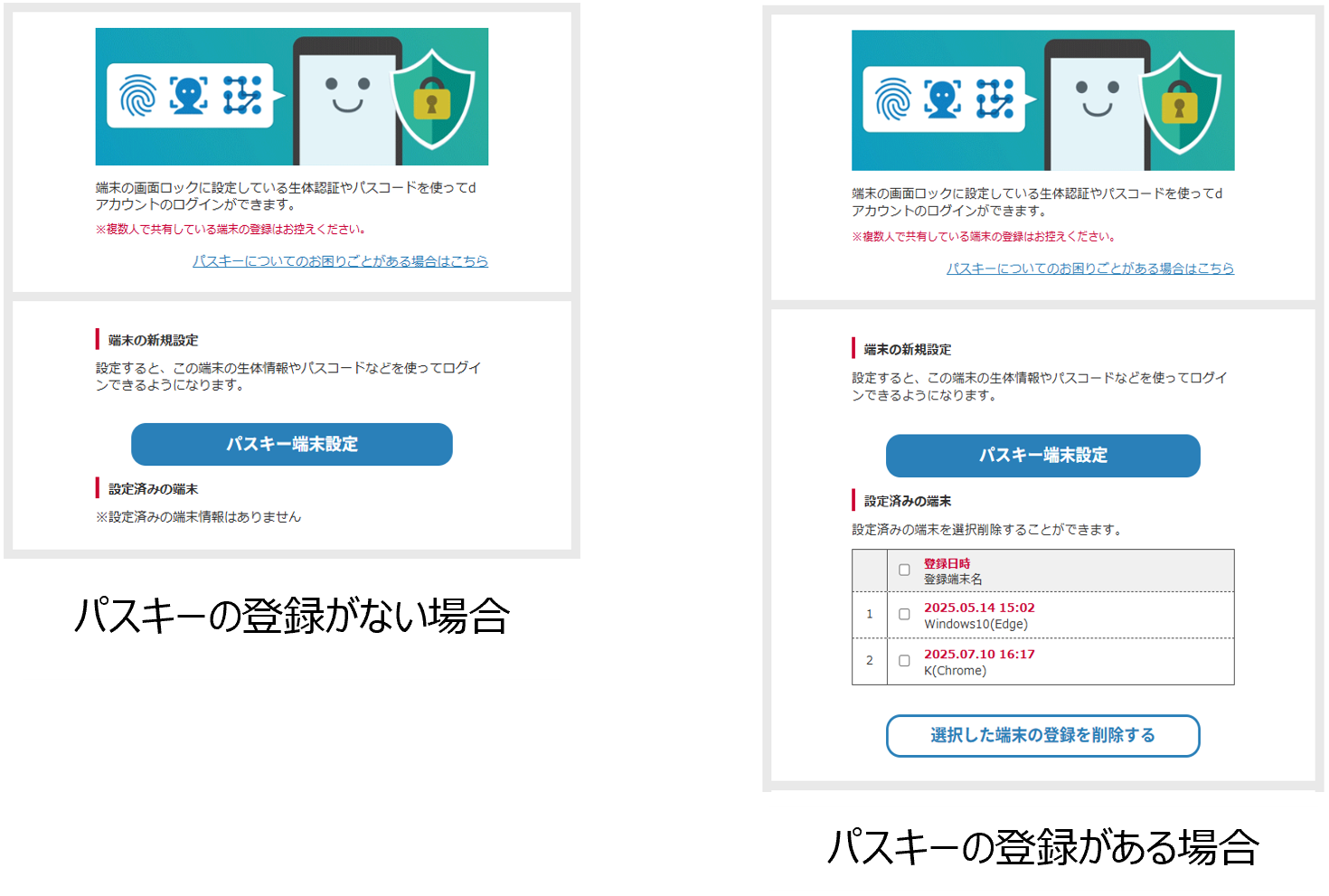 パスキーの登録状況確認・登録方法