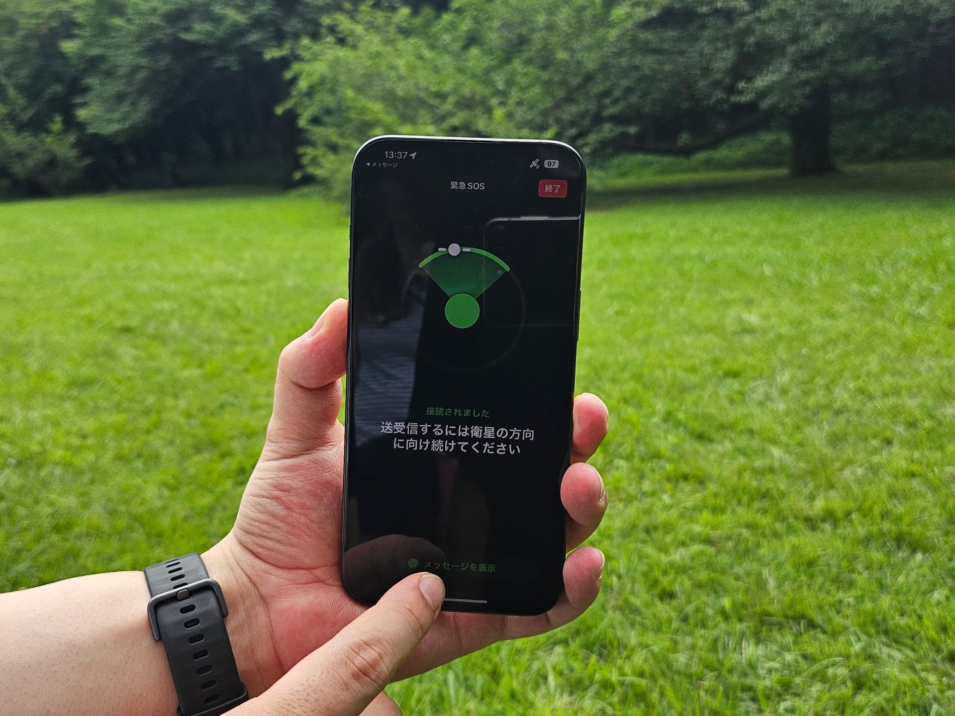 画像は衛星での緊急通報対応のデモンストレーション時のもの