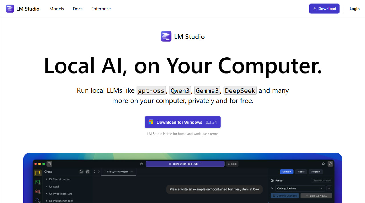 <a href="https://lmstudio.ai/" class="strong b">公式サイト</a>からLM Studioのインストーラーをダウンロードして実行