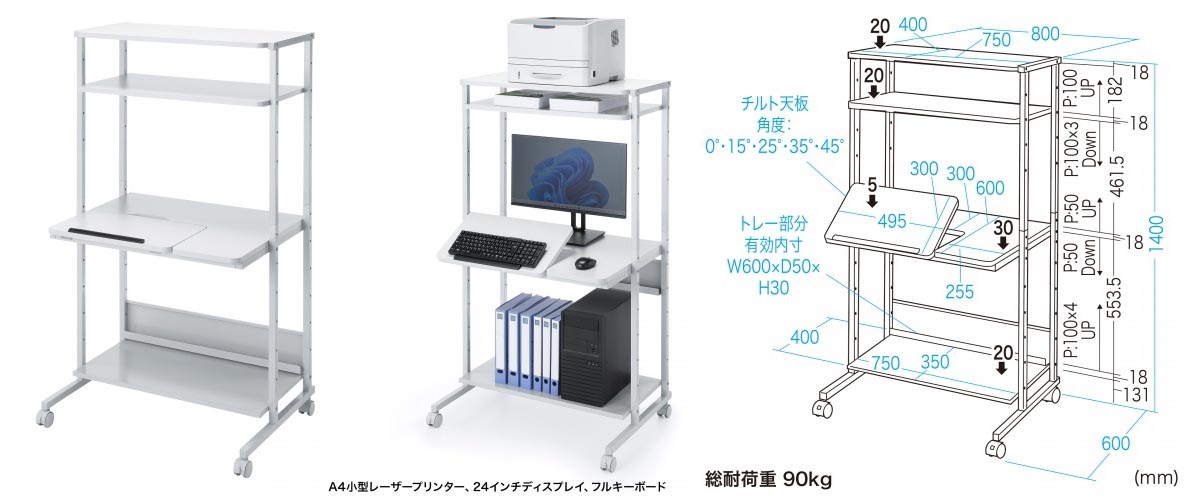 購入したのは天板幅80cmタイプ「RAC-EC21」。ノックダウン組立式（客が組立てるタイプ）だ。