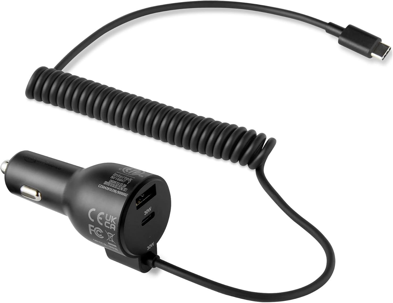 Amazonベーシック 車載充電器（内蔵コイルケーブル付き）