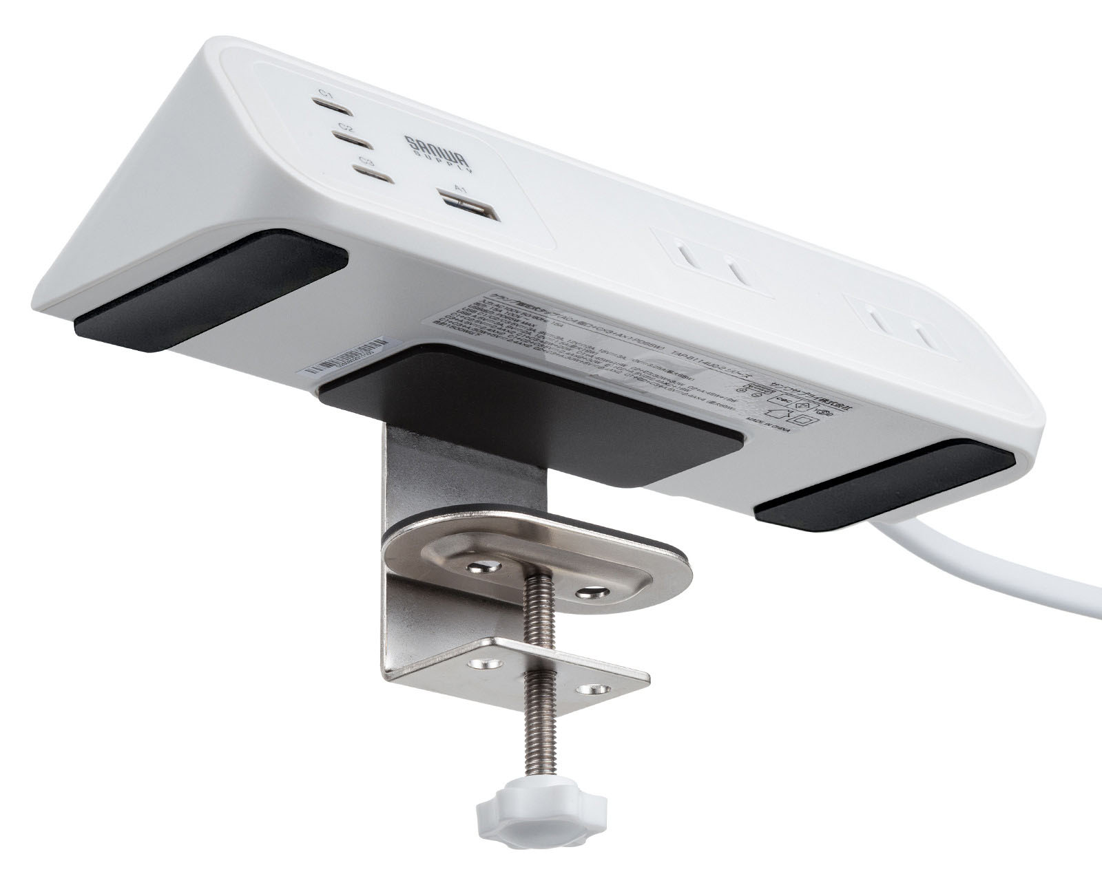 デスク上面に当たる部分には大きめのすべり止めが3つ貼られている。