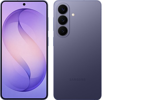 Galaxy S26。左からコバルトバイオレット、ブラック、ホワイト、スカイブルー