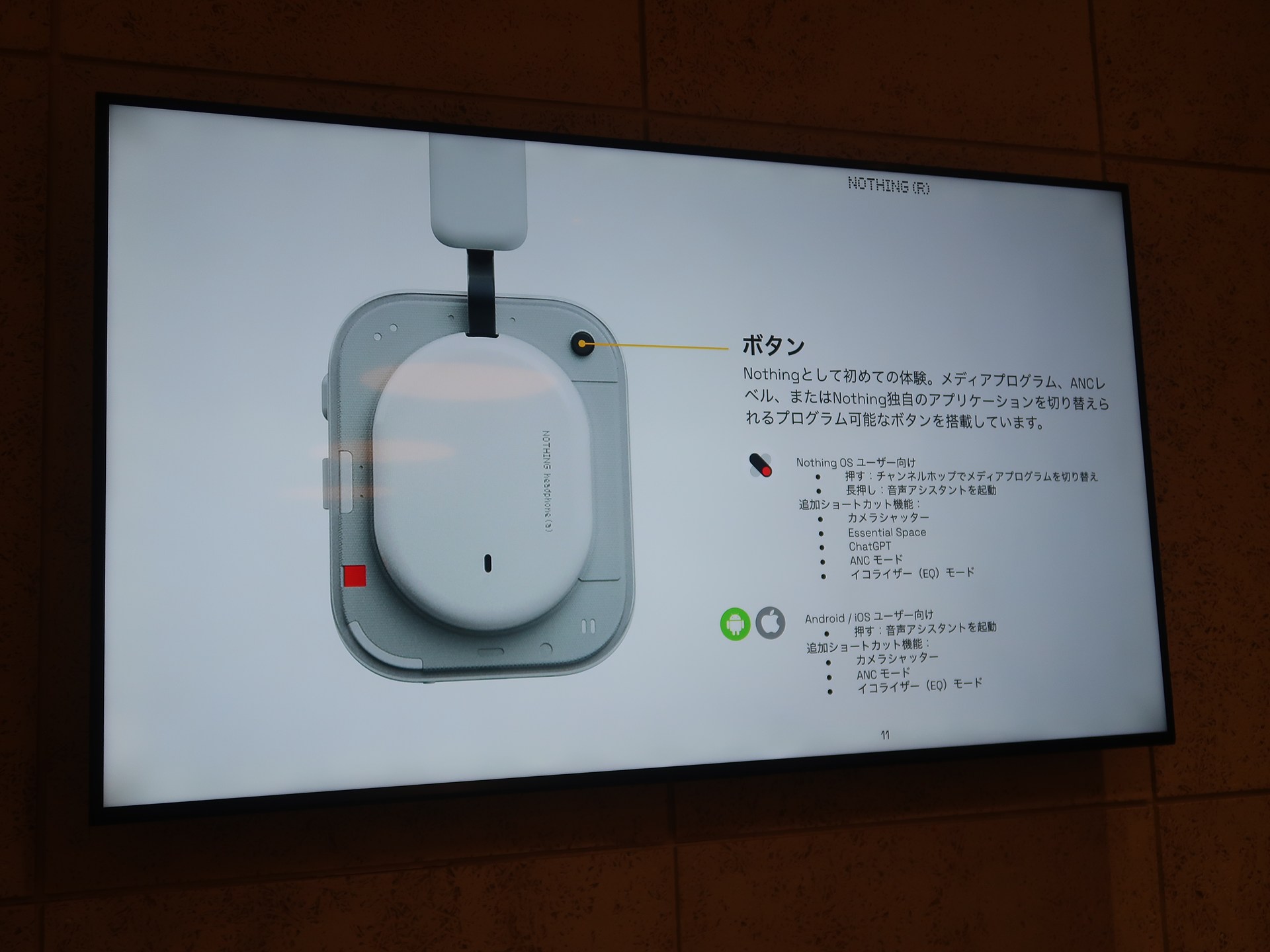 右ハウジングに備えられたボタン