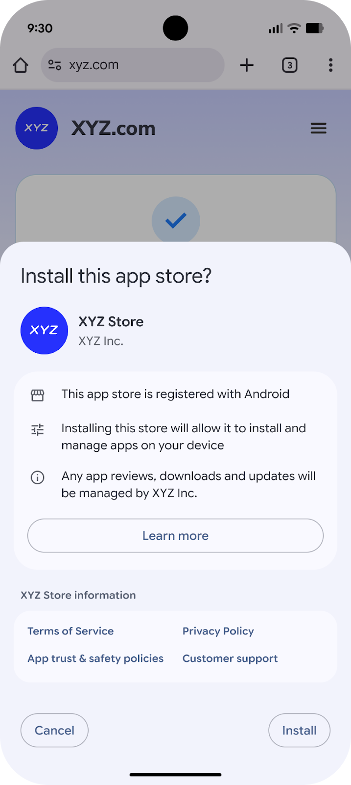 外部アプリストアのインストール画面