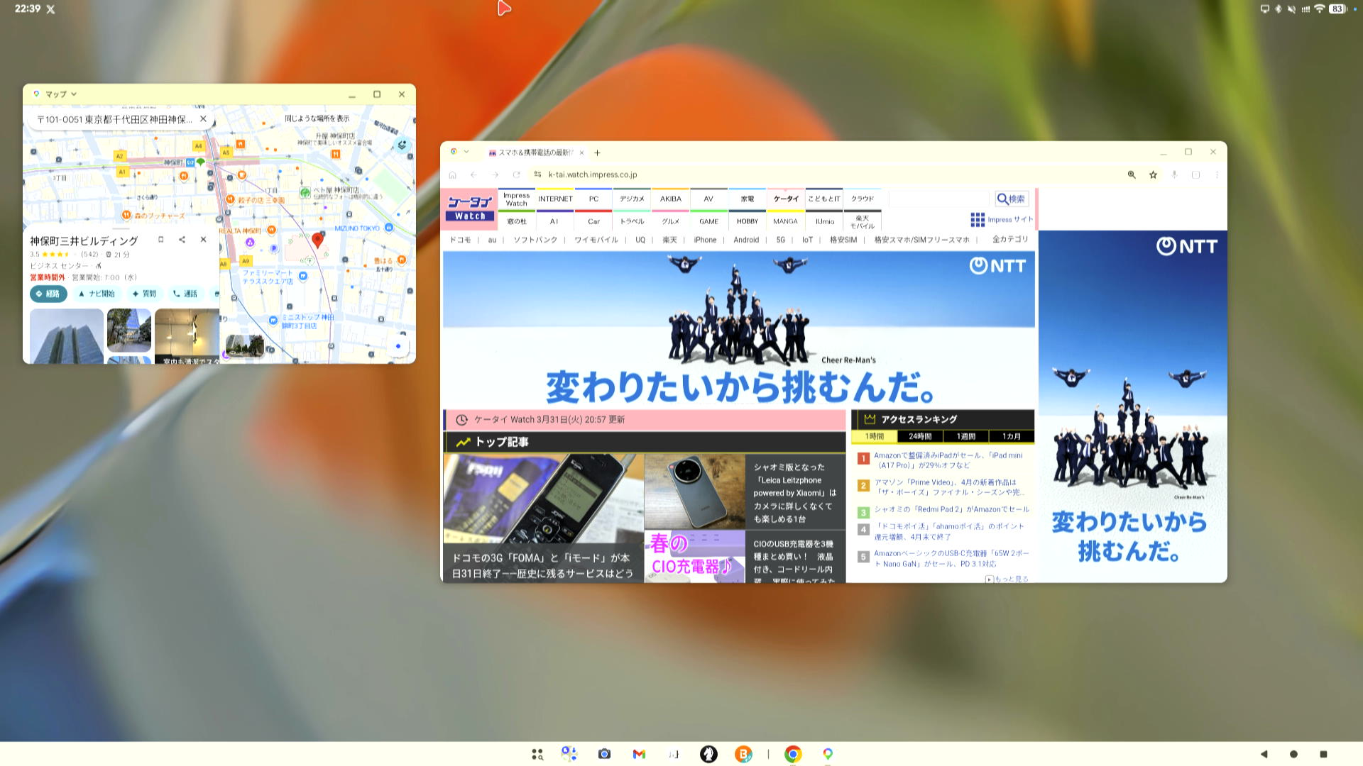 ブラウザとマップを表示