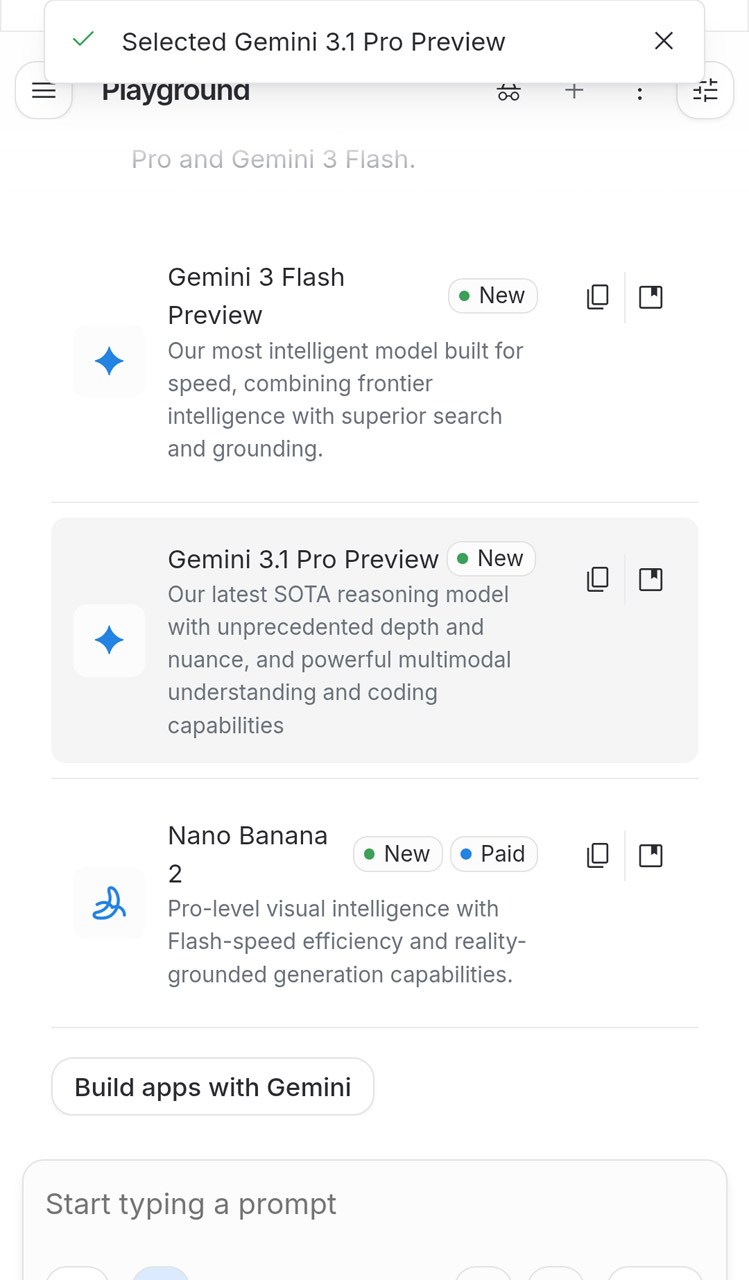 「Gemini 3.1 Pro Preview」を選んでおこう