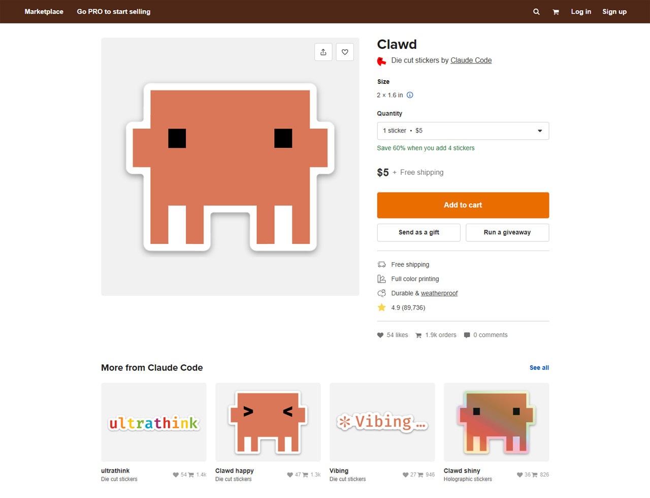 1枚5ドルから。送料は何枚でも無料