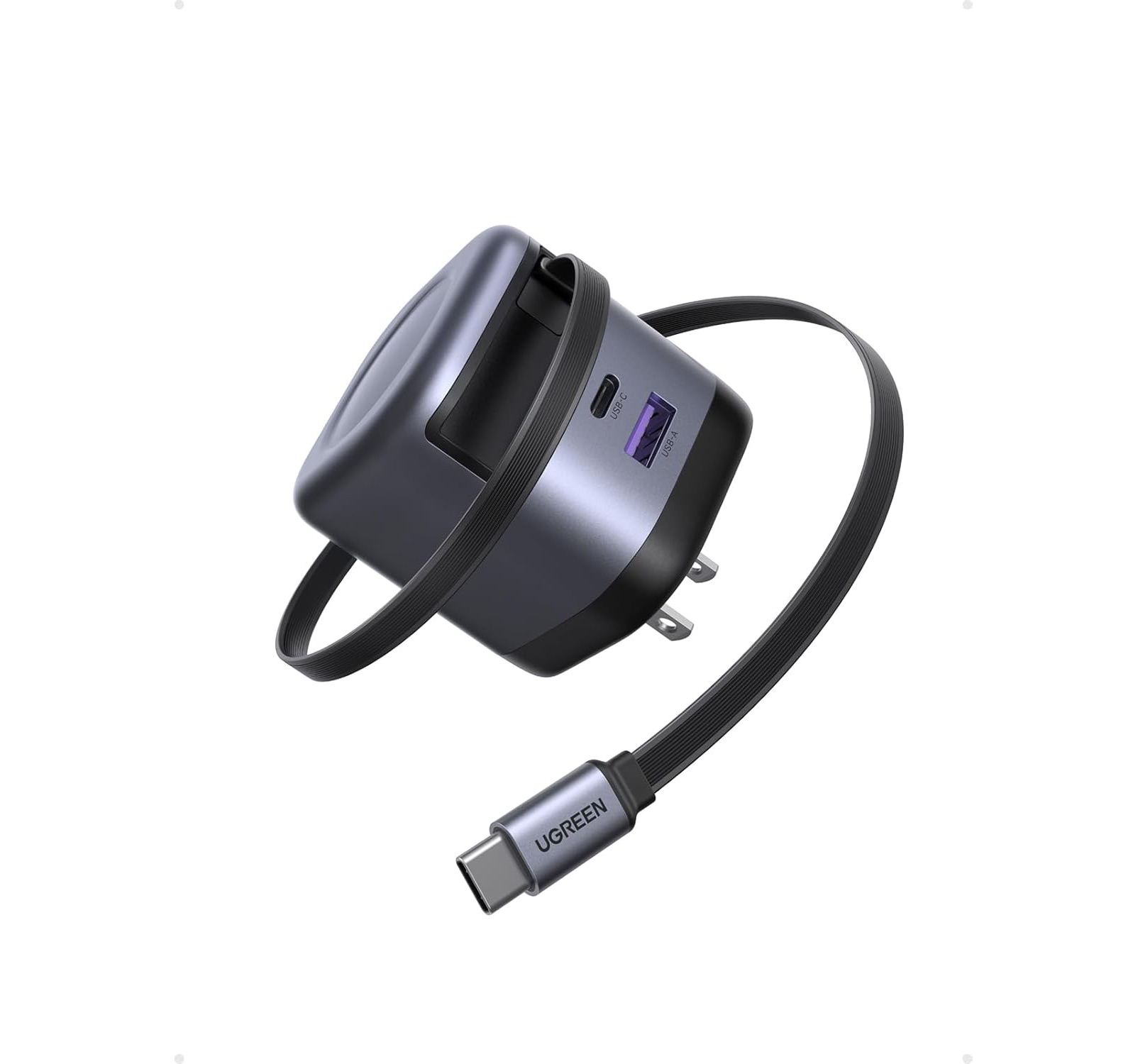 UGREEN Nexode 巻き取り式 USB-Cケーブル内蔵 充電器 45W