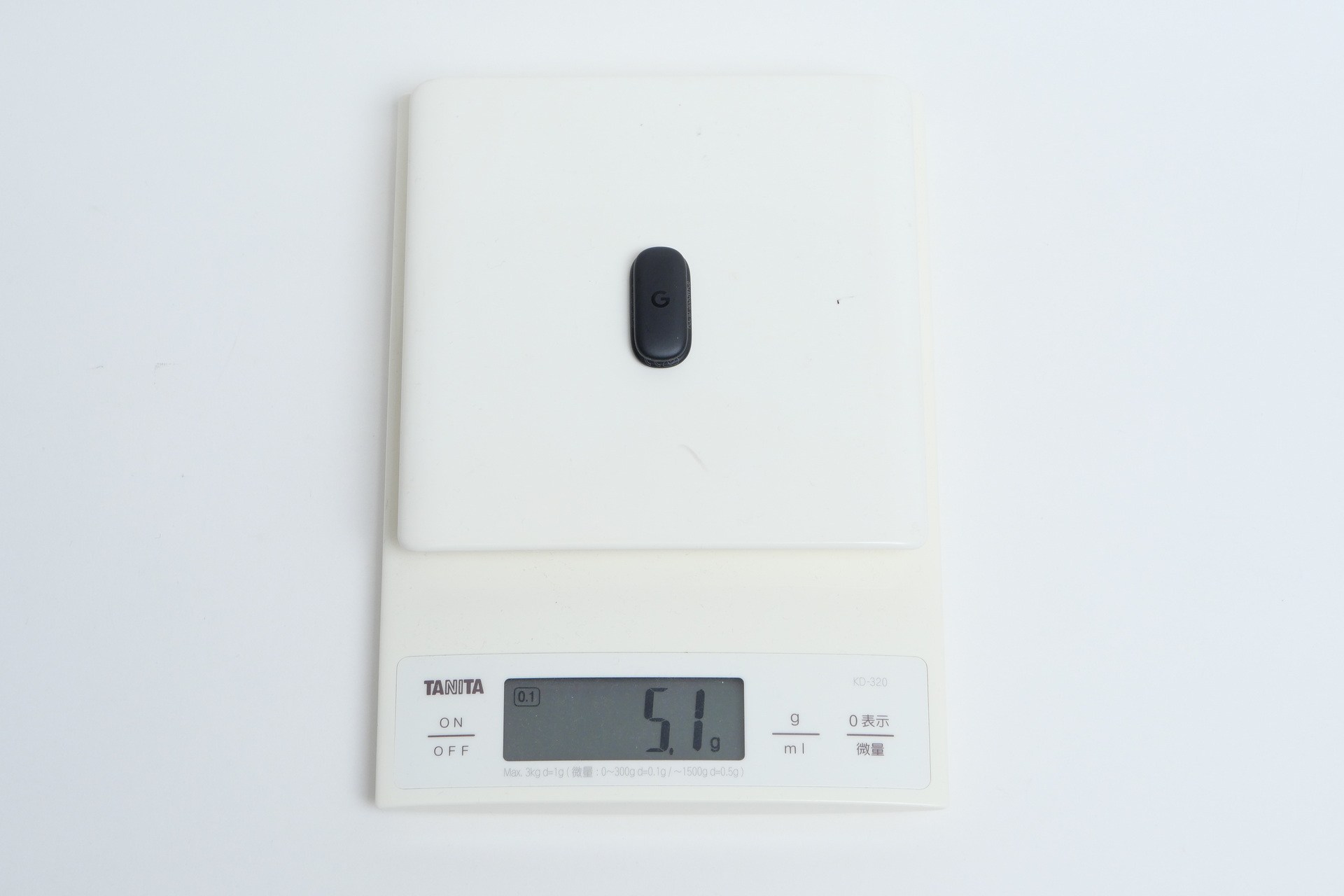 ペブルの実測の重量は5.1gだった