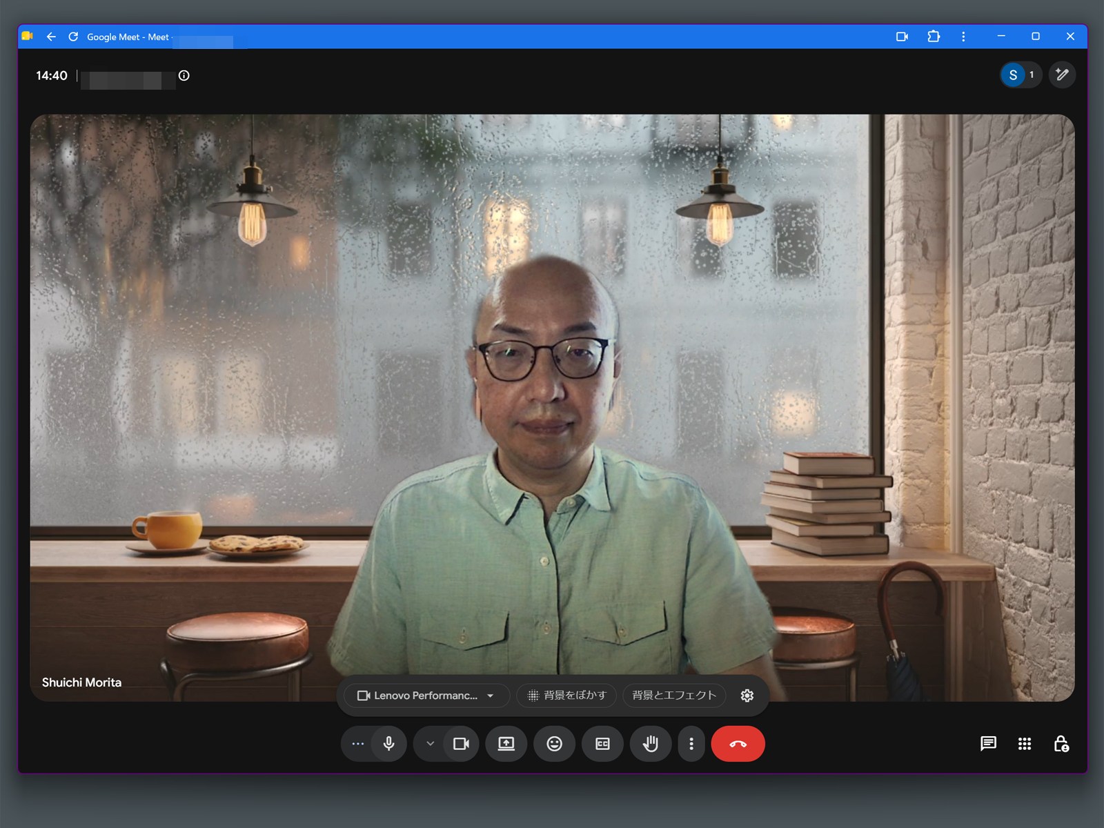 一般的なWebカメラ（Lenovo パフォーマンス FHD Webカメラ）でのスクリーンショット