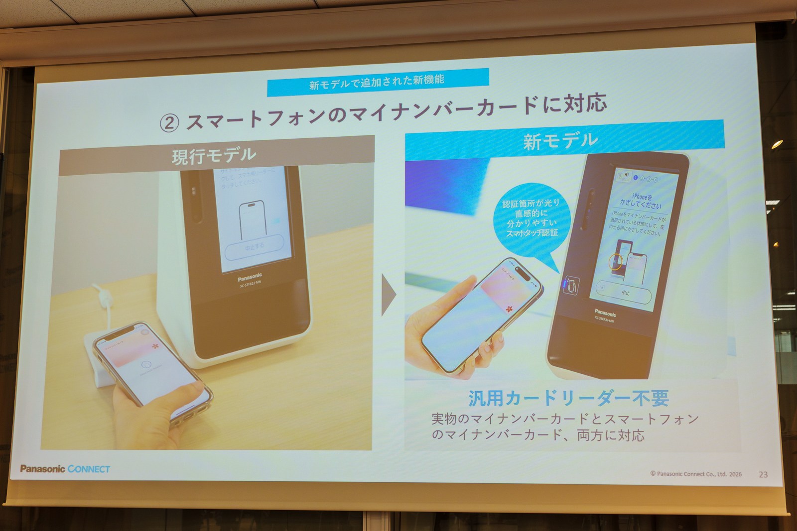 画面と青いランプでスマートフォンのタッチ位置が分かりやすい