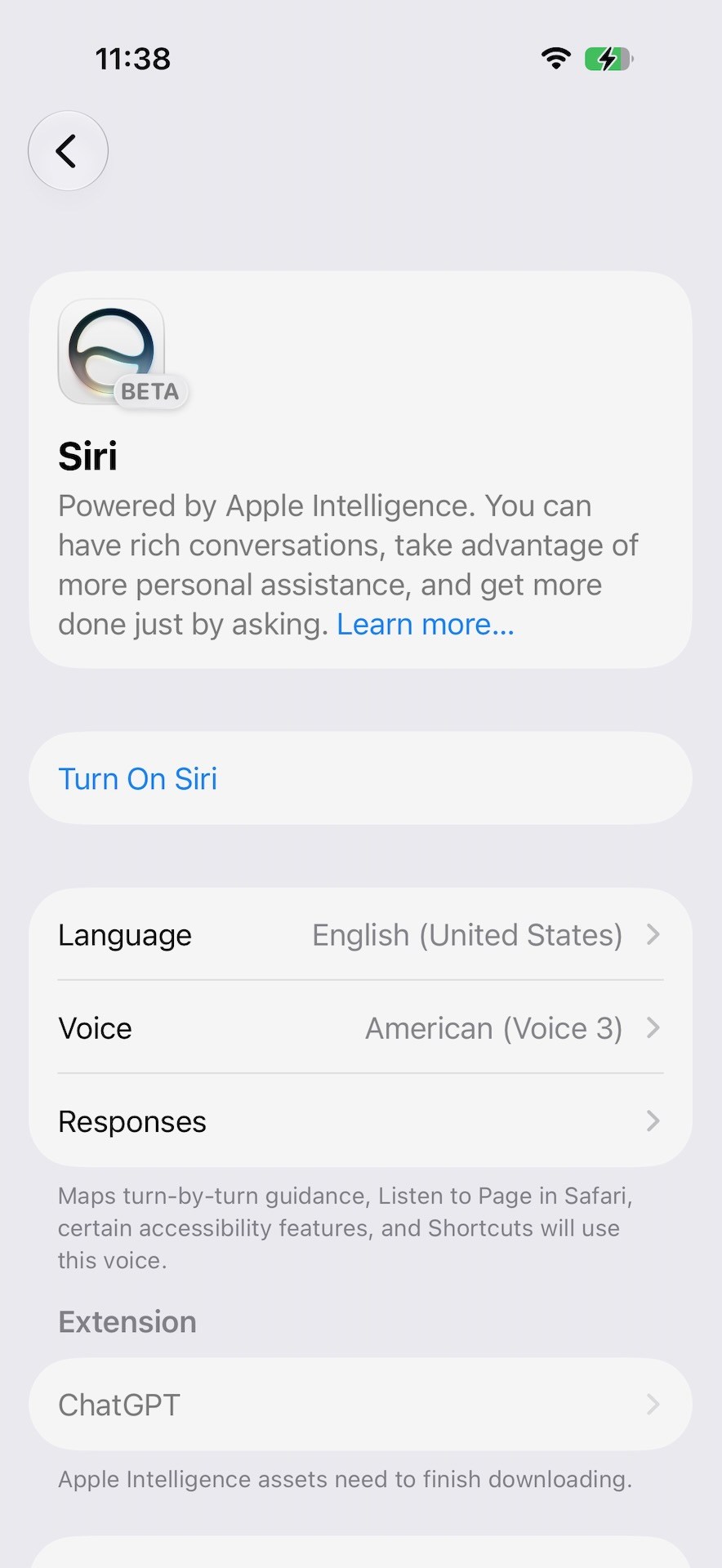 Siriの言語も「English(United States)」に。ちなみにこの設定、同期するので併用する他端末も設定が切り替わる