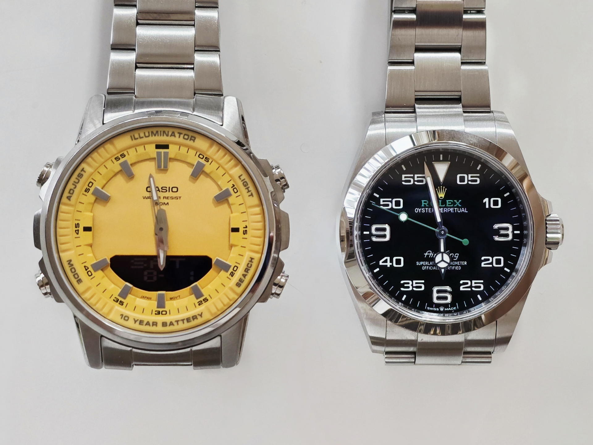 大判のAMW-880DとRolex Air-Kingを比較