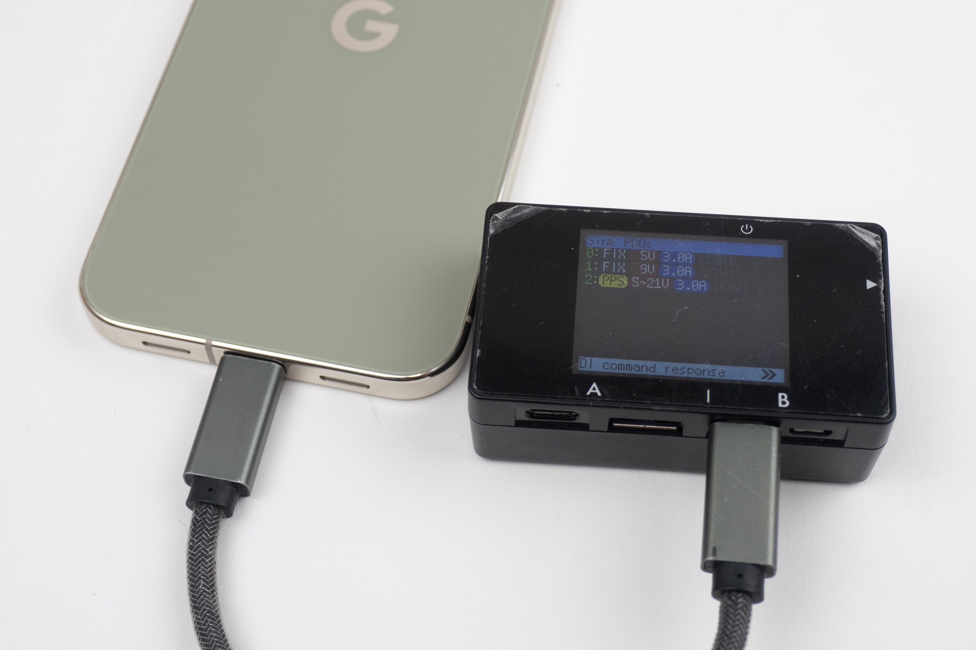 計測器でチェックするとPixel 11 Pro XLはPPSの数値が5～21V/3.0A