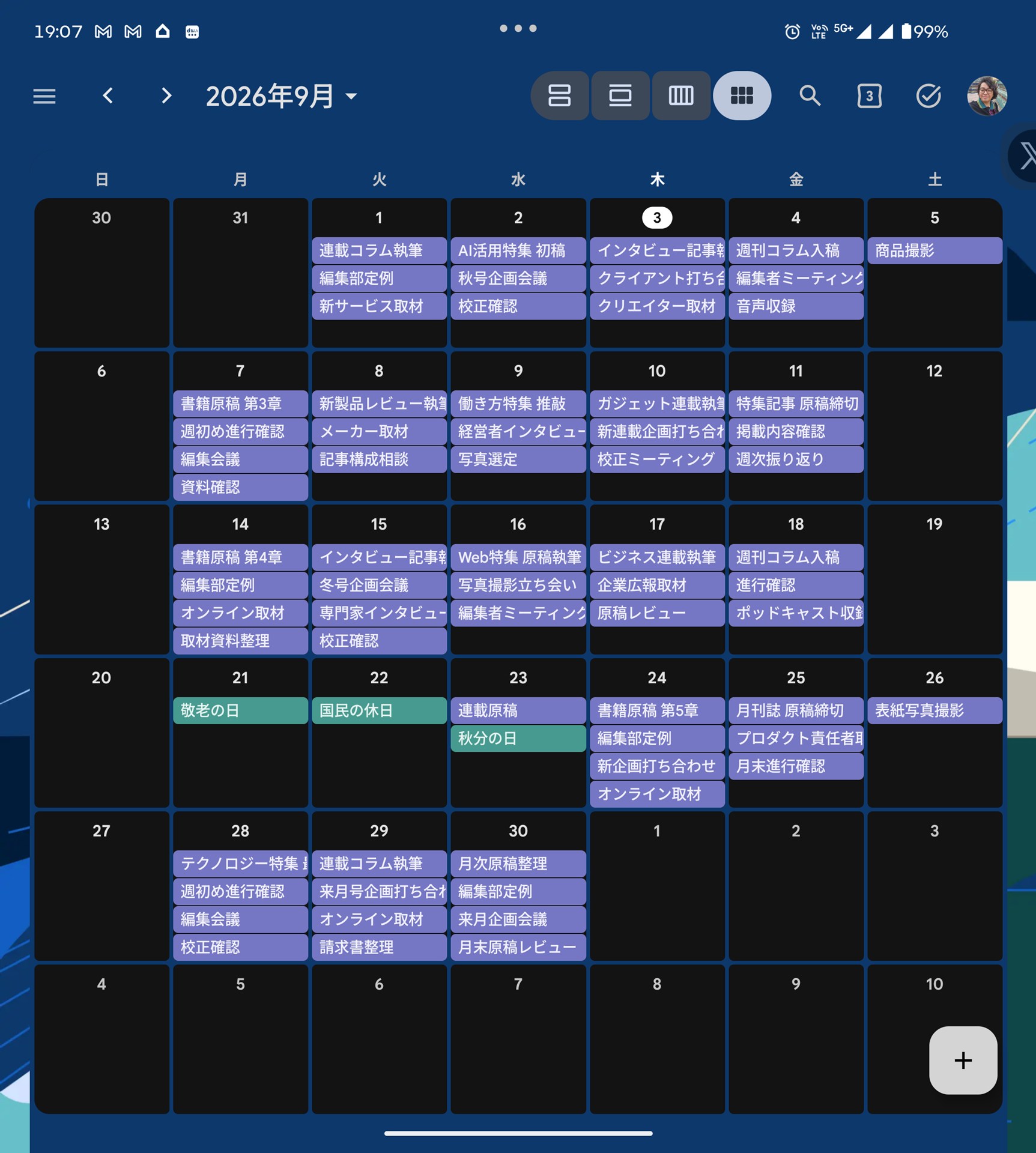 標準のGoogleカレンダーは、終日の予定と時間を区切った予定が同じデザインで見えてしまい、ぱっと見での区別ができない