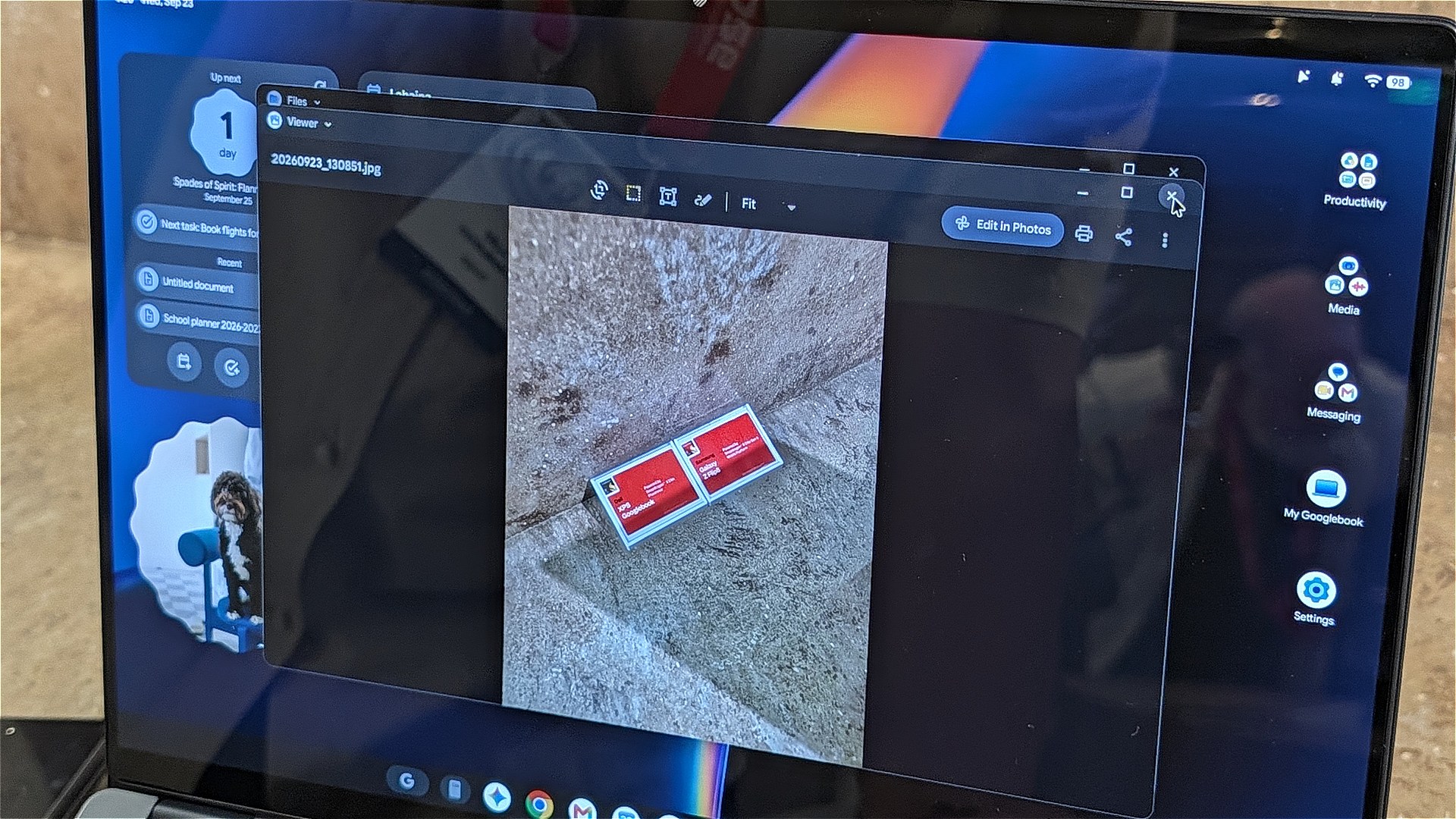 アプリ内の写真をGooglebookで表示したところ