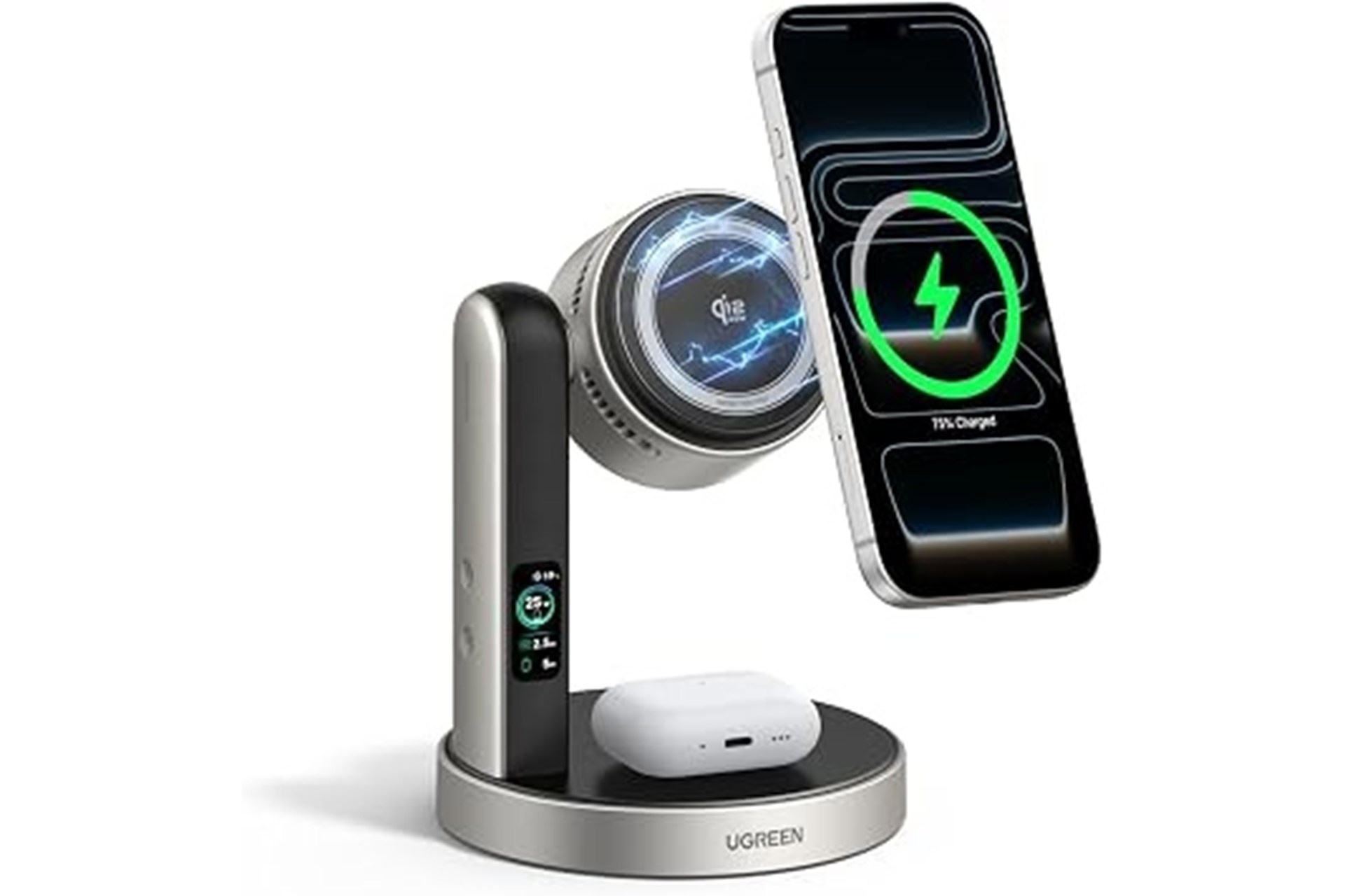 MagFlow Pro 2-in-1 ワイヤレス充電ステーション 25W