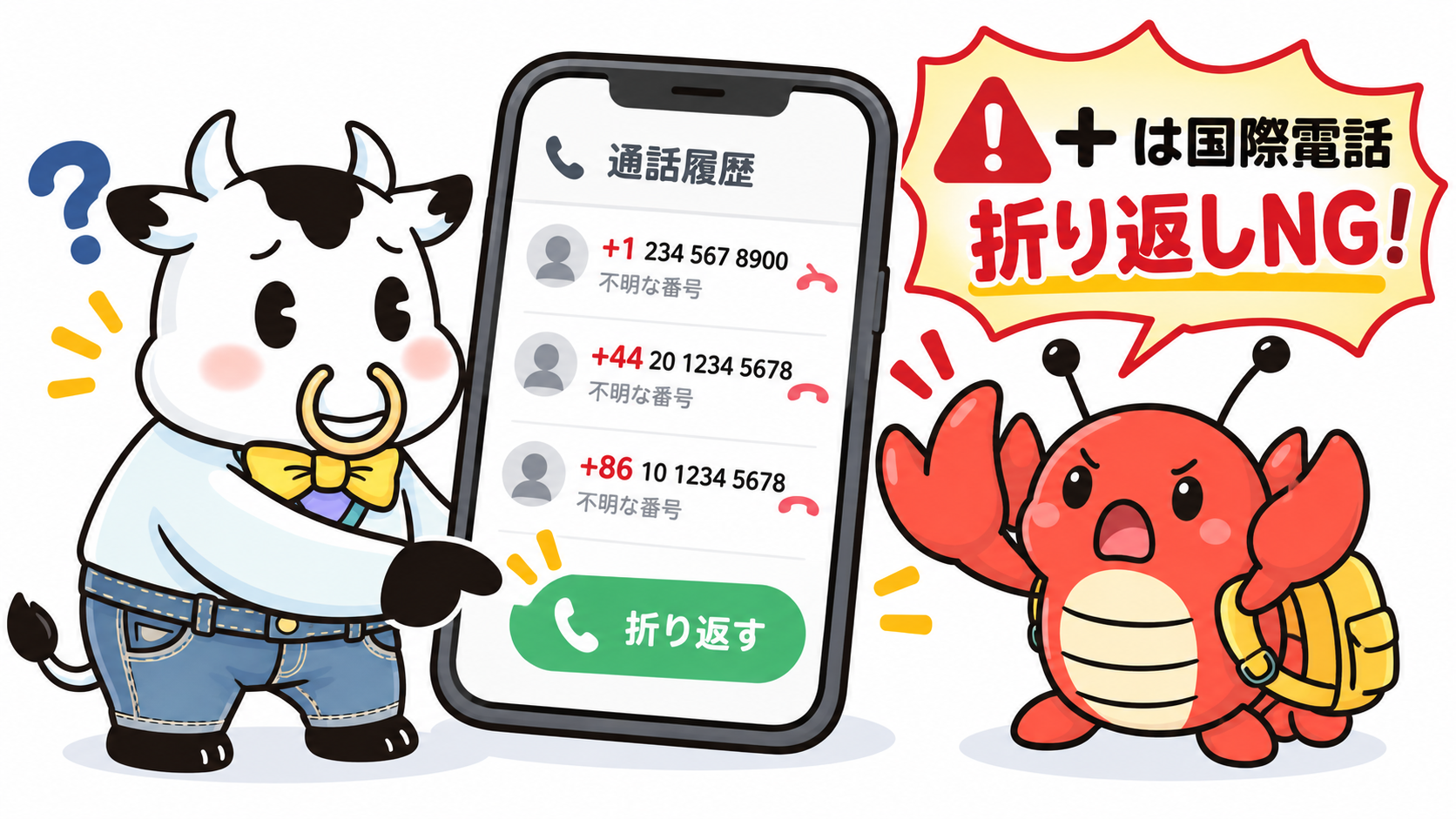 国際ワン切りに、折り返しは禁物です。（筆者がChatGPTで生成）