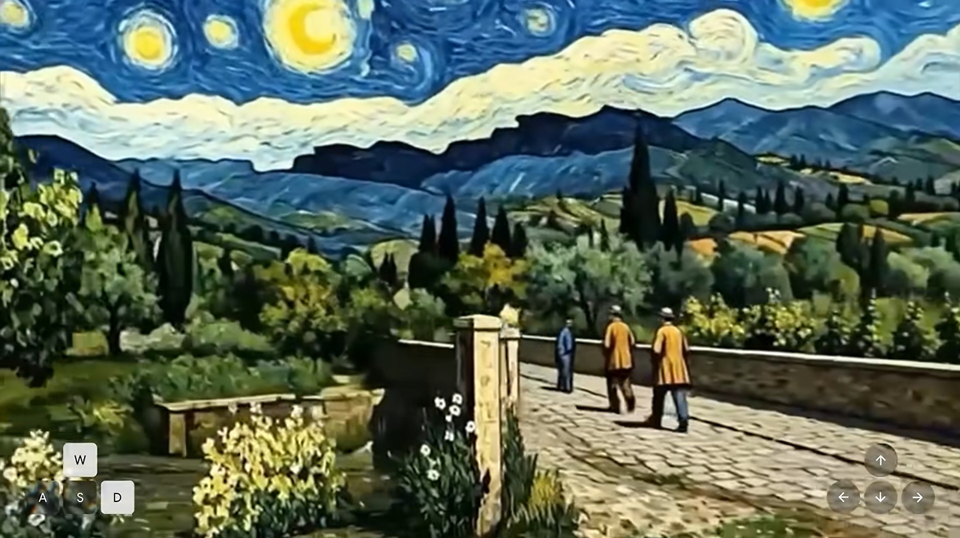 「星月夜」のタッチで、絵には含まれていない視点で街が描かれる
