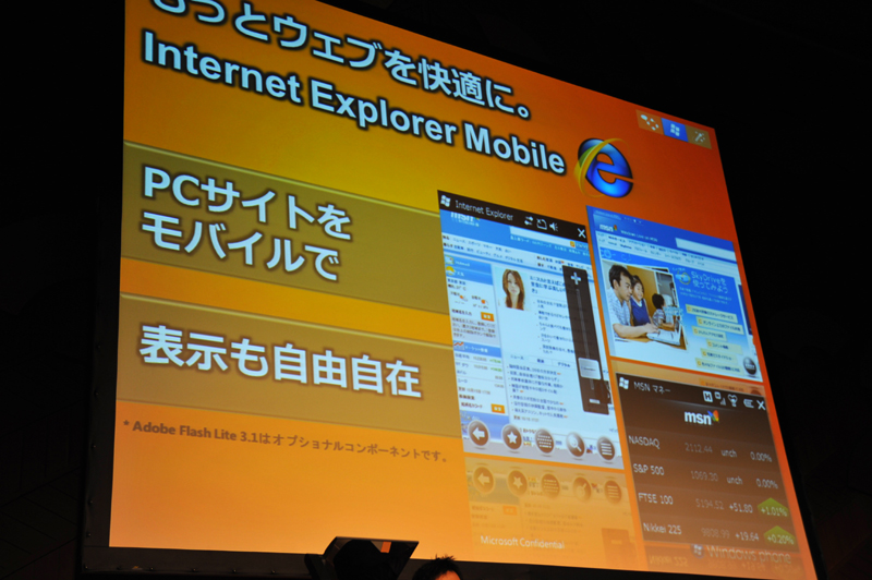 Internet Explorer MobileはFlash Lite 3.1にも対応可能