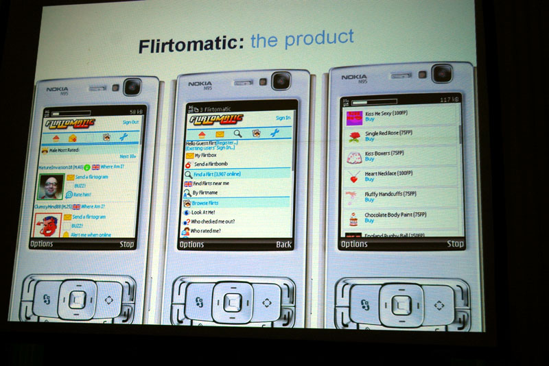 コンテンツの事例として紹介された「Flirtomatic」