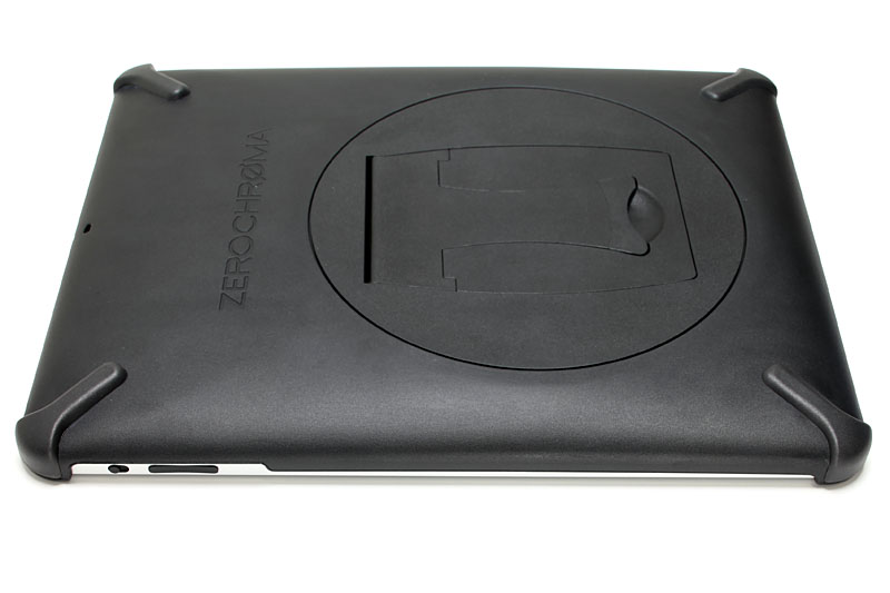 画面を下側にして机上などに置いても、四隅の脚により画面表面が机面に接しない