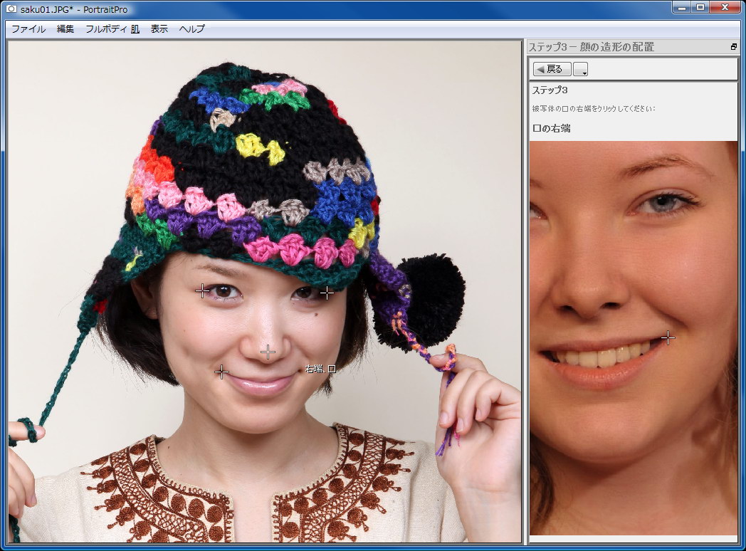 このように基本となる5つの点を指定する