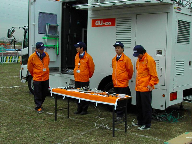 広島TCが設営完了後に行っていた携帯電話の充電サービス