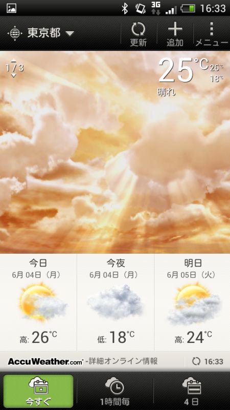 定評のあるグラフィカルなHTCの天気アプリ
