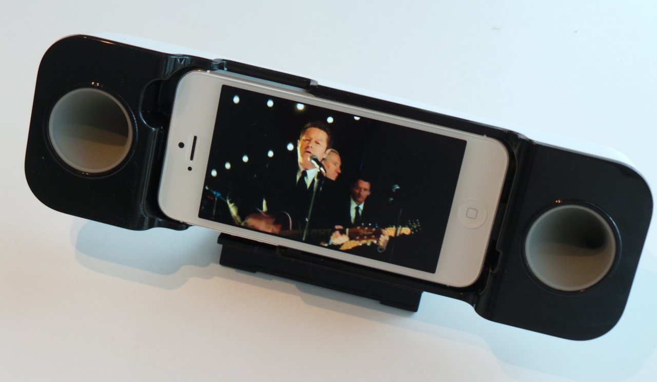 全く電気エネルギーを使わないミュージック・クリップ用拡張スピーカーボックスだ