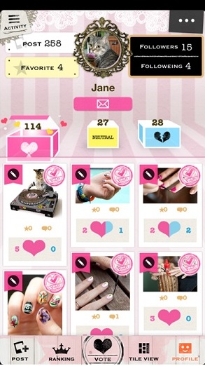 自分がこれまでに投票した画像が一覧で見ることができる