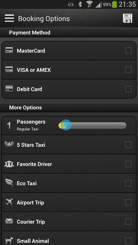 利用したいカードの種類や、人数などまでオプションで指定可能だ