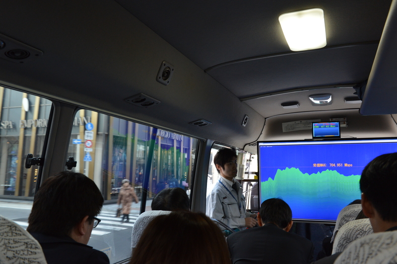 銀座の街中を走行しながら700Mbpsでデータを受信できた